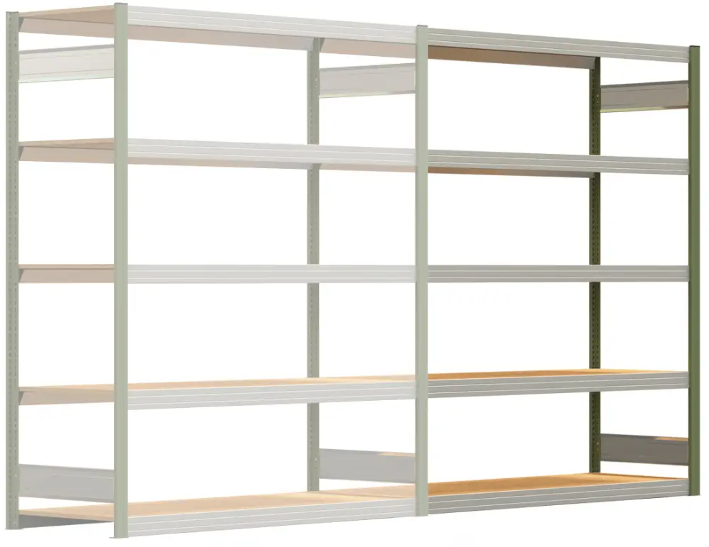 Regalwerk BERT Großfachregal 250 5 Anbaufeld 2000 x 1695 x 600 mm - RAL 6011 Nur Für Kurze Zeit