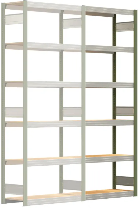 Saisonangebot Regalwerk BERT Großfachregal 250 6 Anbaufeld 2500 x 1005 x 400 mm - RAL 6011