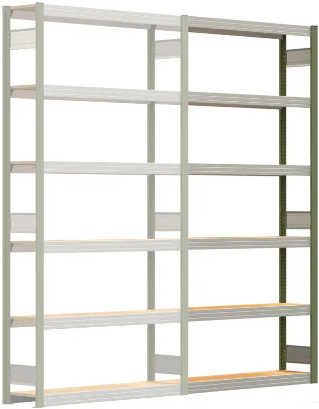 Regalwerk BERT Großfachregal 250 6 Anbaufeld 2500 x 1285 x 300 mm - RAL 6011 Mega-Angebot