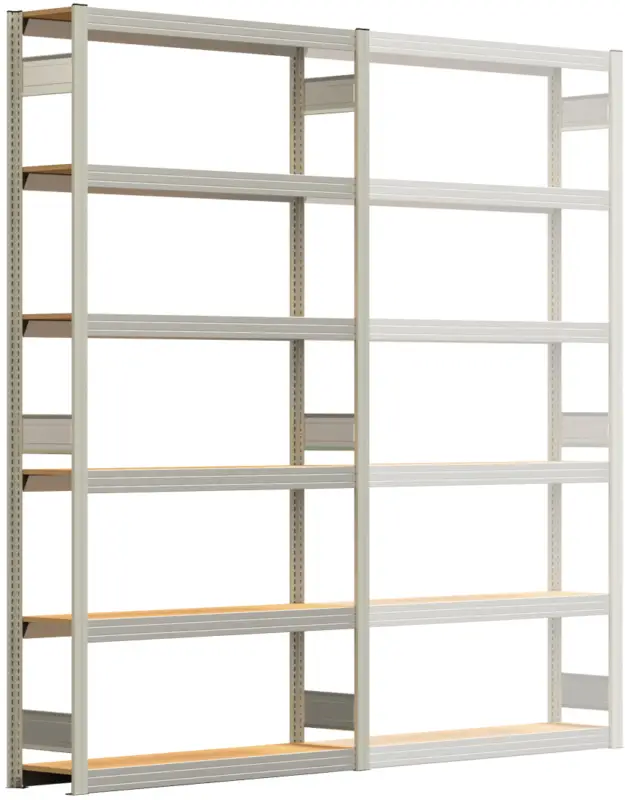 Regalwerk BERT Großfachregal 250 6 Grundfeld 2500 x 1285 x 300 mm - RAL 7035 Preiswert