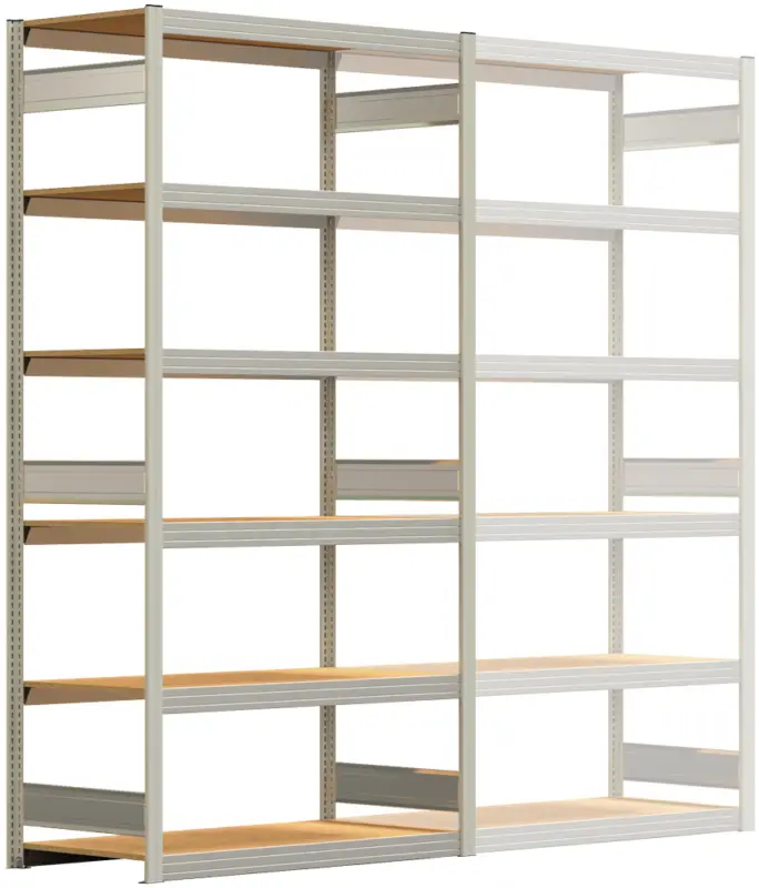 Regalwerk BERT Großfachregal 250 6 Grundfeld 2500 x 1285 x 600 mm - RAL 7035 Online Kaufen