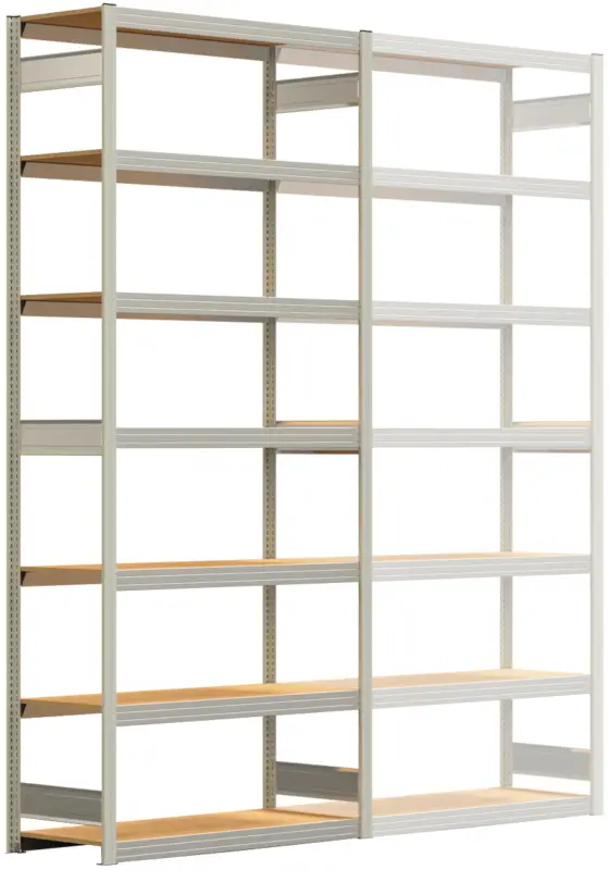 Regalwerk BERT Großfachregal 250 7 Grundfeld 3000 x 1285 x 500 mm - RAL 7035 Neuheit