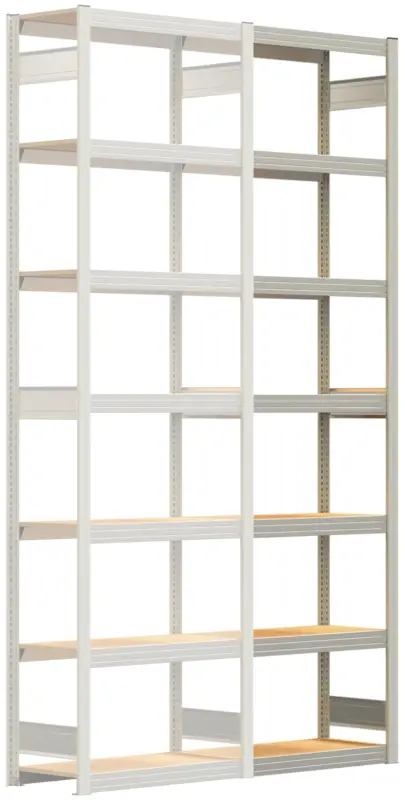 Markenware Regalwerk BERT Großfachregal 250 7 Anbaufeld 3000 x 875 x 400 mm - RAL 7035