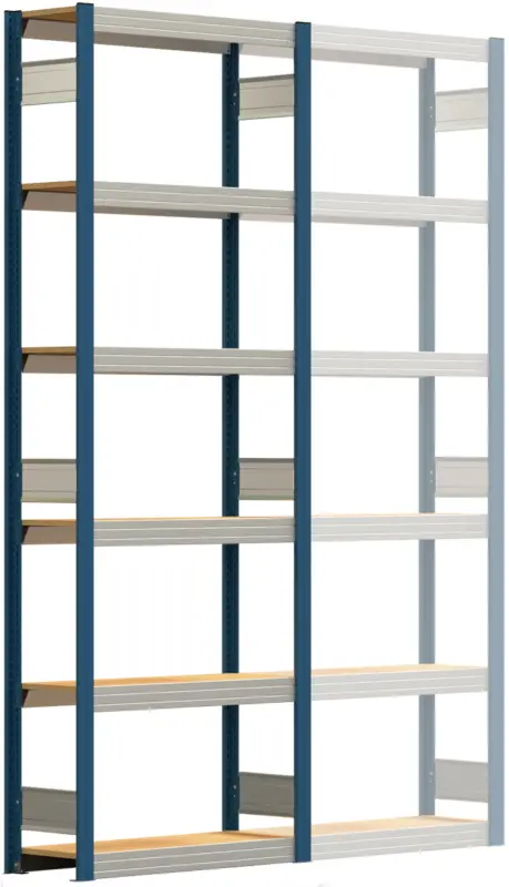 Regalwerk BERT Großfachregal 250 6 Grundfeld 2500 x 875 x 300 mm - RAL 5010 Versand Am Gleichen Tag