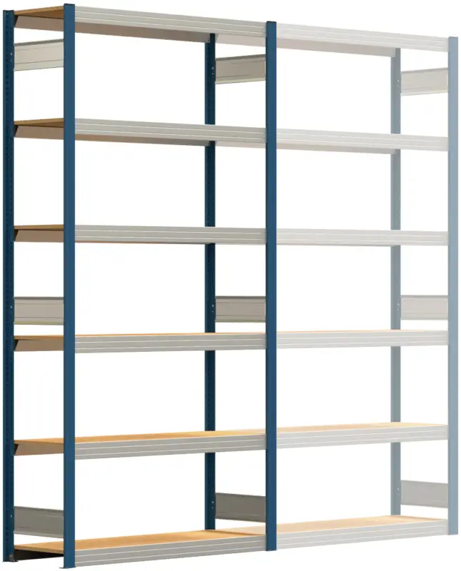 Letzte Chance Regalwerk BERT Großfachregal 250 6 Grundfeld 2500 x 1285 x 400 mm - RAL 5010