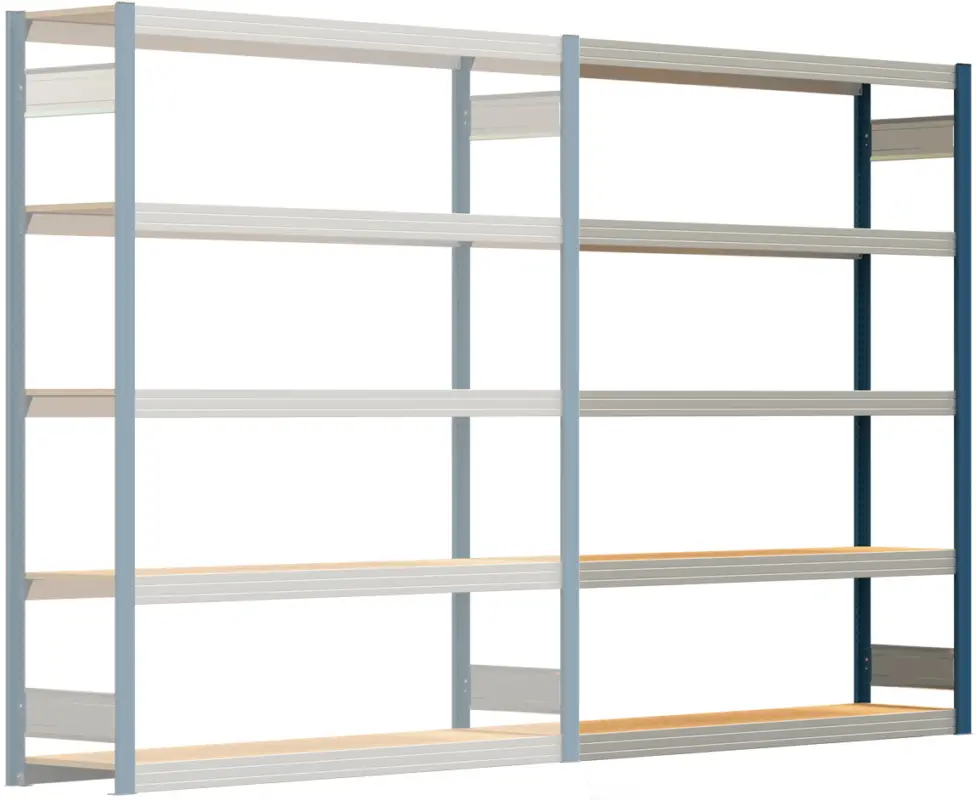 Regalwerk BERT Großfachregal 250 5 Anbaufeld 2000 x 1695 x 400 mm - RAL 5010 Must-Have