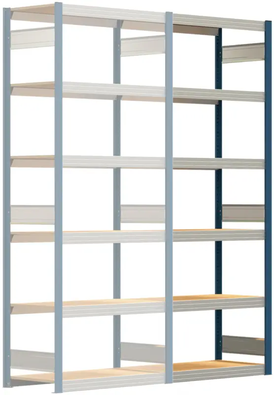 Regalwerk BERT Großfachregal 250 6 Anbaufeld 2500 x 1005 x 500 mm - RAL 5010 Sonderaktion