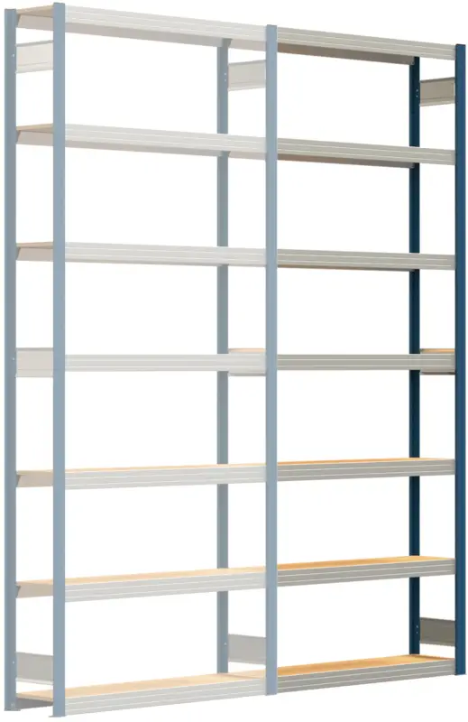 Abverkauf Regalwerk BERT Großfachregal 250 7 Anbaufeld 3000 x 1285 x 300 mm - RAL 5010