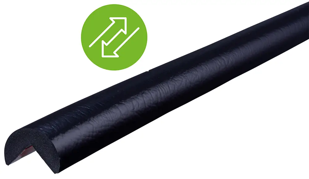 Knuffi Eckschutzprofil Typ A Ø 40 mm schwarz PU - 1,00 m Removable Must-Have