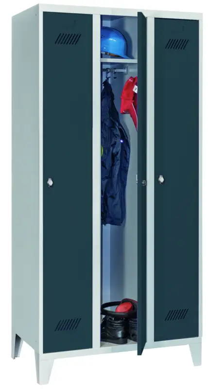 Solange Der Vorrat Reicht Pavoy Spind mit Füßen 1850 x 900 x 500 mm - 3 Abteile mit Drehriegel - RAL 7035 7016
