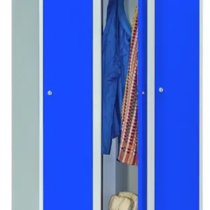 Bestpreis Pavoy Spind mit Füßen 1850 x 900 x 500 mm - 3 Abteile mit Zylinderschloss - RAL 7035 5012
