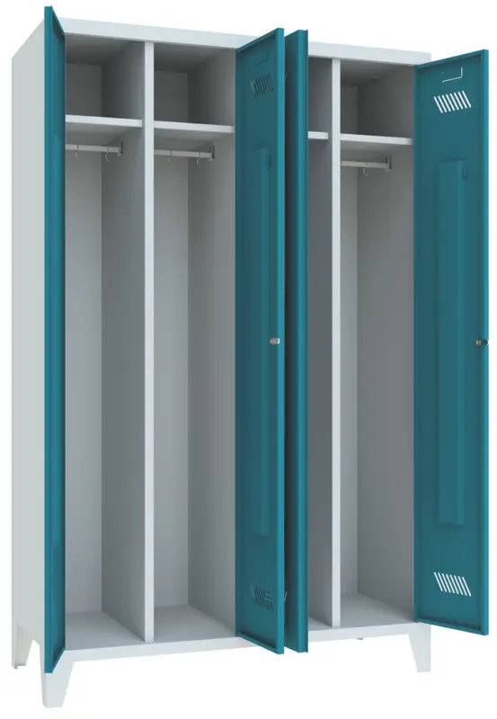 Wochenendangebot Pavoy Spind mit Füßen 1850 x 1170 x 500 mm - 2 Doppel-Abteile mit Drehriegel - RAL 7035 5012