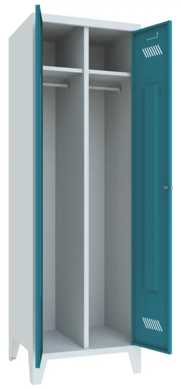 Sonderaktion Pavoy Spind mit Füßen 1850 x 600 x 500 mm - 1 Doppel-Abteil mit Zylinderschloss - RAL 7035 5012