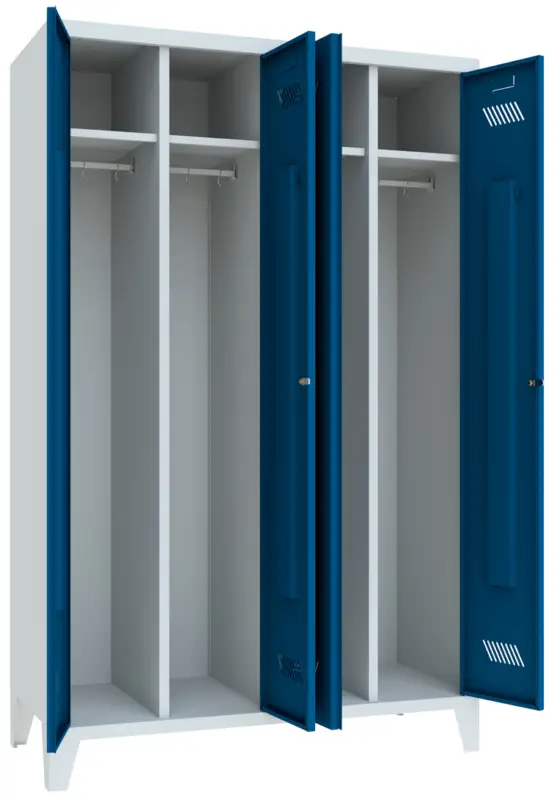 Letzte Chance Pavoy Spind mit Füßen 1850 x 1170 x 500 mm - 2 Doppel-Abteile mit Zylinderschloss - RAL 7035 5010