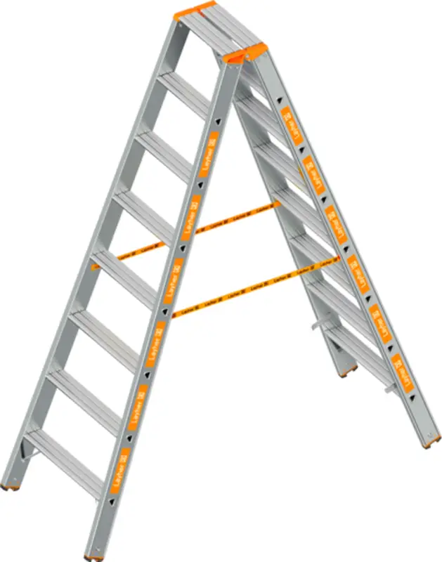 Preiswert Layher Stehleiter Alu eloxiert 2x8 Stufen