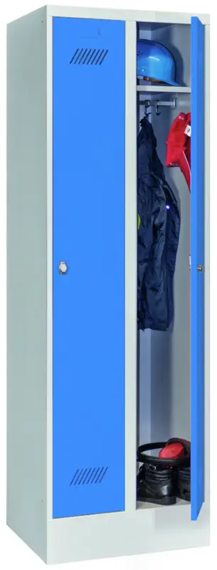 Pavoy Spind mit Sockel 1850 x 600 x 500 mm - 2 Abteile mit Drehriegel - RAL 7035 5012 Versand Am Gleichen Tag