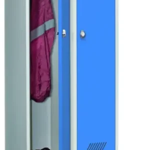 Bestpreis Pavoy Spind mit Sitzbank PVC hellgrau 2150 x 600 x 500 mm - 2 Abteile mit Drehriegel - RAL 7035 5012