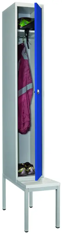 Pavoy Spind mit Sitzbank PVC weiß 2150 x 300 x 500 mm - 1 Abteil mit Zylinderschloss - RAL 7035 5010 Ausverkauf