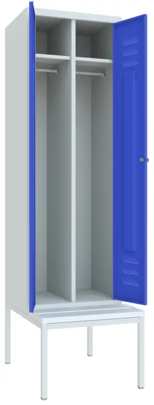 Schneller Versand Pavoy Spind mit Sitzbank PVC weiß 2150 x 600 x 500 mm - 1 Doppel-Abteil mit Drehriegel - RAL 7035 5010