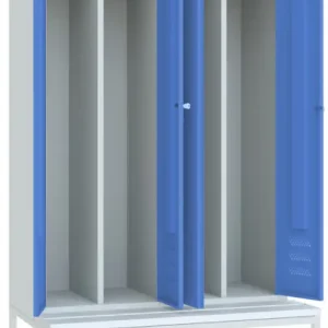 Angebot Pavoy Spind mit Sitzbank PVC weiß 2150 x 1170 x 500 mm - 2 Doppel-Abteile mit Drehriegel - RAL 7035 5012