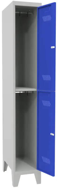 Sonderangebot Pavoy Schließfach Spind mit Füßen 1850 x 300 x 500 mm - 2 Abteile mit Drehriegel - RAL 7035 5010