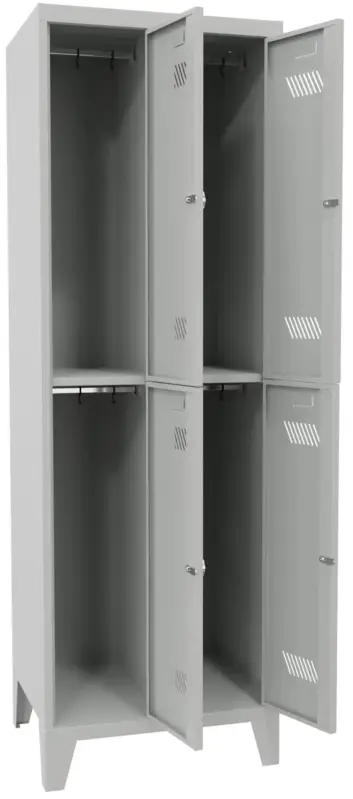 Pavoy Schließfach Spind mit Füßen 1850 x 600 x 500 mm - 4 Abteile mit Drehriegel - RAL 7035 Sichere Zahlung