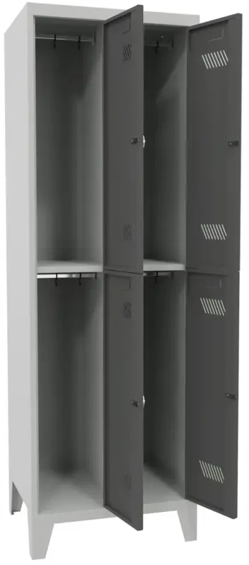 Jetzt Kaufen Pavoy Schließfach Spind mit Füßen 1850 x 600 x 500 mm - 4 Abteile mit Drehriegel - RAL 7035 7016