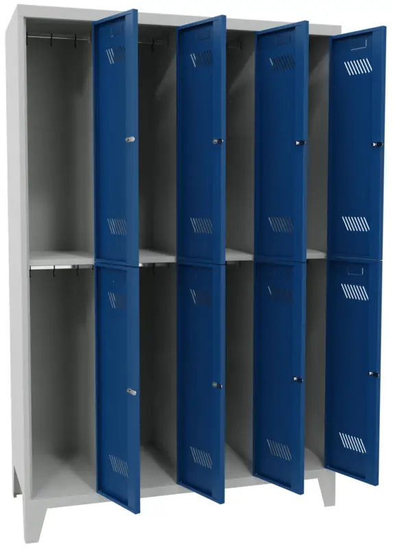 Expressversand Pavoy Schließfach Spind mit Füßen 1850 x 1200 x 500 mm - 8 Abteile mit Drehriegel - RAL 7035 5010