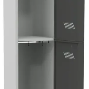 Schneller Versand Pavoy Schließfach Spind mit Füßen 1850 x 400 x 500 mm - 2 Abteile mit Drehriegel - RAL 7035 7016