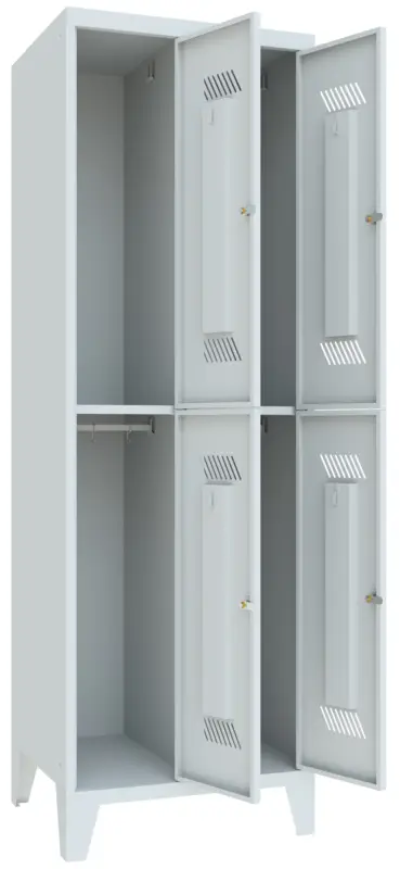 Top-Preis Pavoy Schließfach Spind mit Füßen 1850 x 600 x 500 mm - 4 Abteile mit Zylinderschloss - RAL 7035