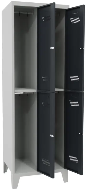 Jetzt Bestellen Pavoy Schließfach Spind mit Füßen 1850 x 600 x 500 mm - 4 Abteile mit Zylinderschloss - RAL 7035 7016