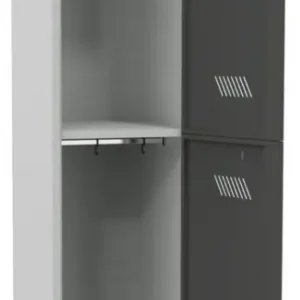 Ausverkauf Pavoy Schließfach Spind mit Füßen 1850 x 400 x 500 mm - 2 Abteile mit Zylinderschloss - RAL 7035 7016