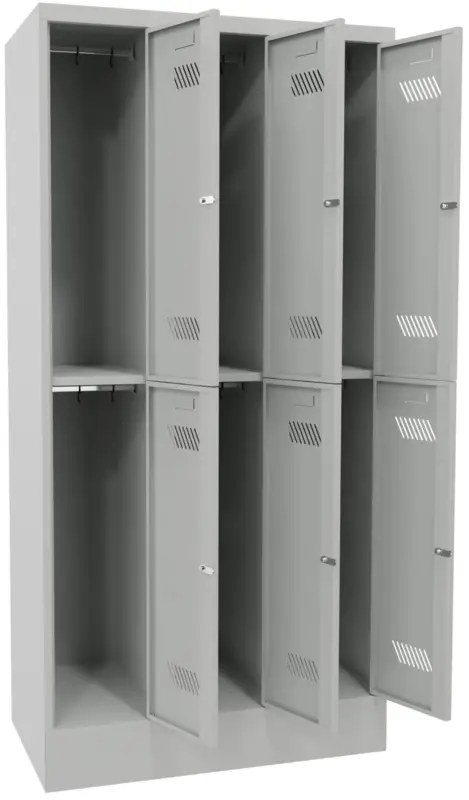 Pavoy Schließfach Spind mit Sockel 1850 x 900 x 500 mm - 6 Abteile mit Zylinderschloss - RAL 7035 Kracherpreis