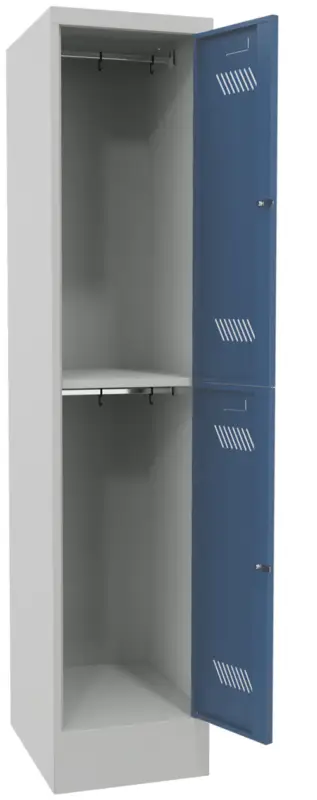 Finale Aktion Pavoy Schließfach Spind mit Sockel 1850 x 400 x 500 mm - 2 Abteile mit Zylinderschloss - RAL 7035 5010