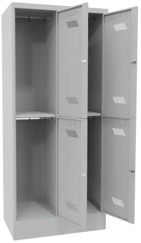 Echt Pavoy Schließfach Spind mit Sockel 1850 x 800 x 500 mm - 4 Abteile mit Zylinderschloss - RAL 7035