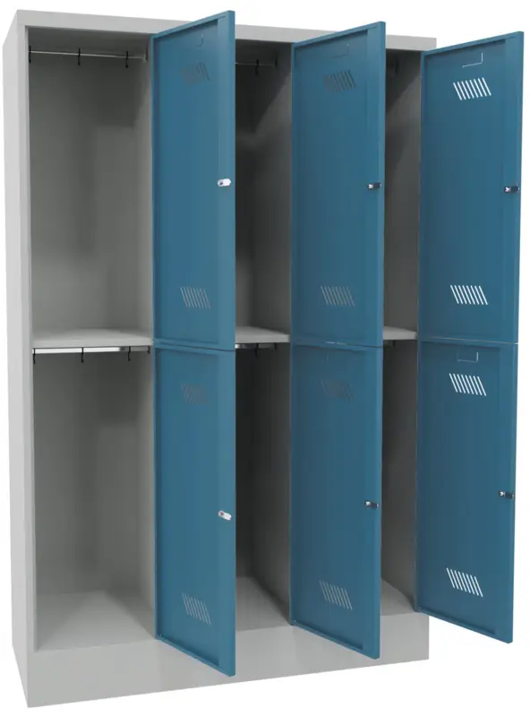 Billig Pavoy Schließfach Spind mit Sockel 1850 x 1200 x 500 mm - 6 Abteile mit Zylinderschloss - RAL 7035 5012