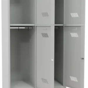 Sonderaktion Pavoy Schließfach Spind mit Sitzbank PVC weiß 2150 x 800 x 500 mm - 4 Abteile mit Drehriegel - RAL 7035