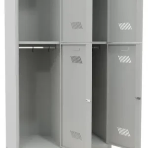 Wochenendangebot Pavoy Schließfach Spind mit Sitzbank Holz Buche 2150 x 800 x 500 mm - 4 Abteile mit Drehriegel - RAL 7035
