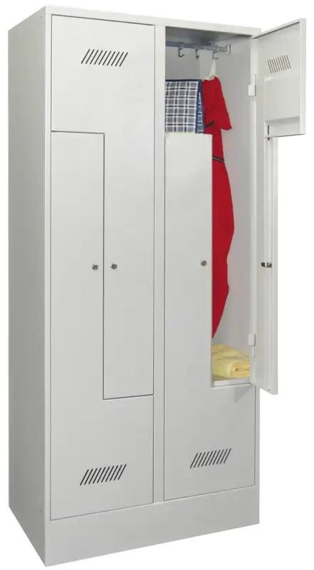 Echt Pavoy Z-Spind mit Sockel 1850 x 800 x 500 mm - 4 Abteile mit Zylinderschloss - RAL 7035