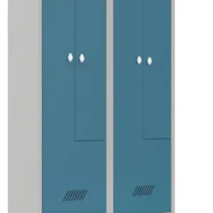 Schneller Versand Pavoy Z-Spind mit Sitzbank PVC weiß 2150 x 800 x 500 mm - 4 Abteile mit Drehriegel - RAL 7035 5012