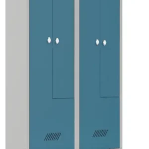 Sichere Zahlung Pavoy Z-Spind mit Sitzbank PVC hellgrau 2150 x 800 x 500 mm - 4 Abteile mit Drehriegel - RAL 7035 5012