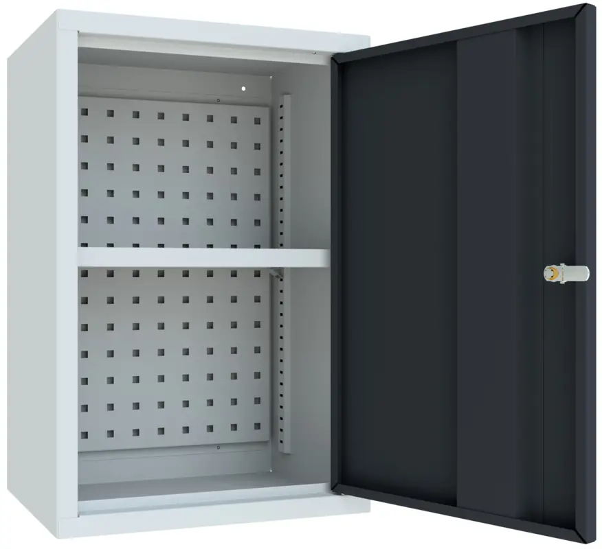 Pavoy Hängeschrank mit Vollblechtüren 600 x 400 x 300 mm - Rückwand gelocht - RAL 7035 7016 Knallerangebot