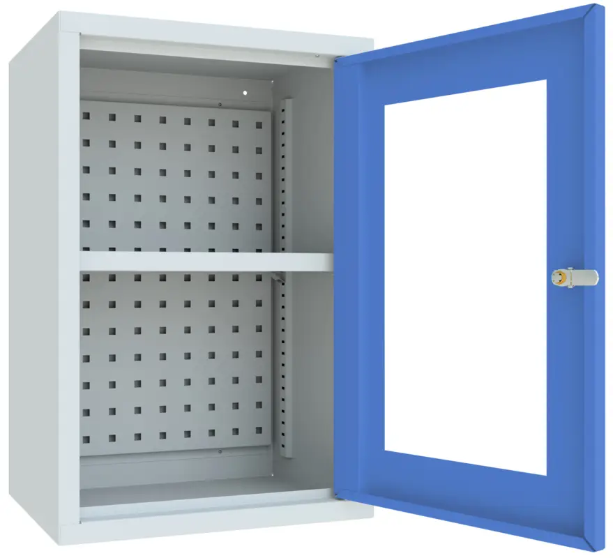 Günstig Pavoy Hängeschrank mit Sichtfenstertüren 600 x 400 x 300 mm - Rückwand gelocht - RAL 7035 5012