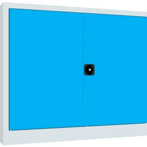 Sonderangebot Pavoy Flügeltürenschrank mit Vollblechtüren 1000 x 1500 x 600 mm - 2 Fachböden verzinkt - RAL 7035 5012