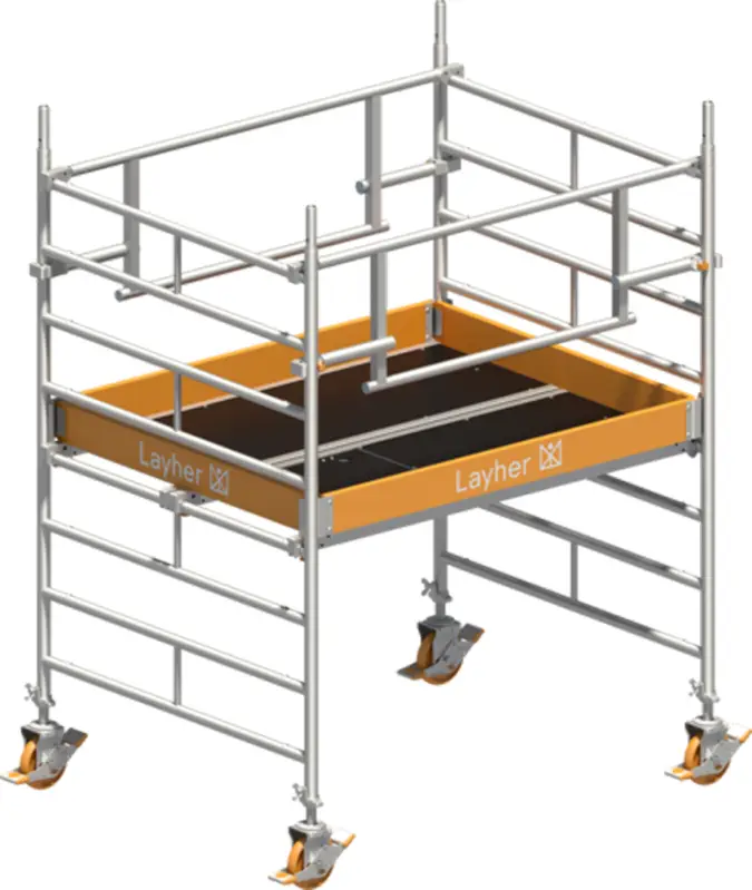 Zertifiziert Fahrgerüst Layher Uni Kompakt P2 SAFETY Plus 1425001 - Arbeitshöhe 3,20 m