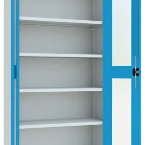 Aktuell Pavoy Flügeltürenschrank mit Sichtfenstertüren 1950 x 1000 x 400 mm - 4 Fachböden pulverbeschichtet - RAL 7035 5012