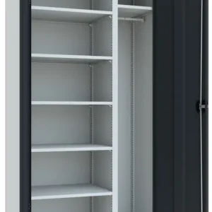 Billig Pavoy Putzmittelschrank mit Vollblechtüren 1950 x 1000 x 600 mm - 5 Fachböden pulverbeschichtet - RAL 7035 7016