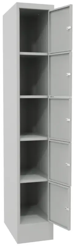Sichere Zahlung Pavoy Schließfachschrank mit Sockel und Vollblechtüren 1850 x 300 x 500 mm - 5 x 1 Fächer mit Drehriegel - RAL 7035