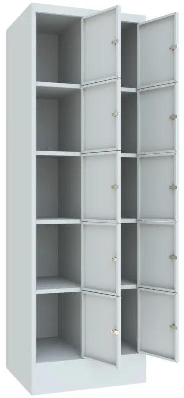 Billig Pavoy Schließfachschrank mit Sockel und Vollblechtüren 1850 x 600 x 500 mm - 5 x 2 Fächer mit Drehriegel - RAL 7035