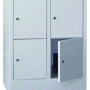 Schnäppchen Pavoy Schließfachschrank mit Sockel und Vollblechtüren 855 x 600 x 500 mm - 2 x 2 Fächer mit Zylinderschloss - RAL 7035